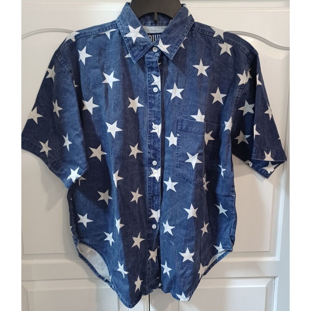 QUIZZ NEW YORK BUTTON UP SHORT SLEEVE SHIRT WOMENS SIZE MED